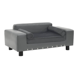 Sofa za pse siva 81 x 43 x 31 cm pliš i umjetna koža ZO_170953-A