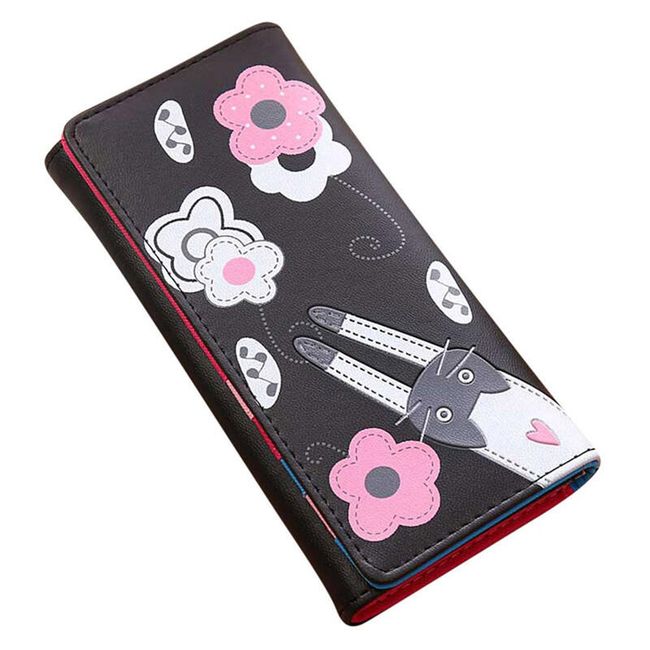 Dámská peněženka s kočičkou a květinami - 6 barev 1