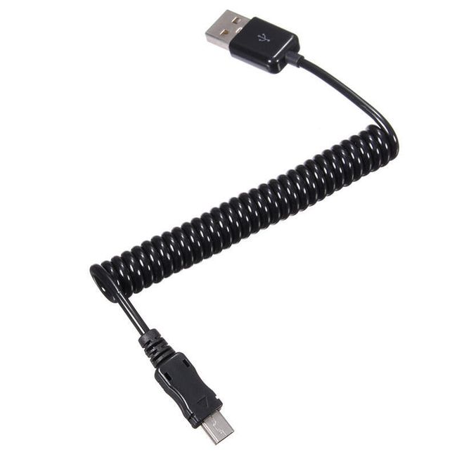 Мини USB кабел - разтягаща се спирала 1