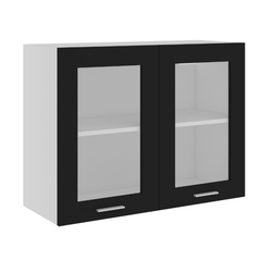 Горно шкафче, остъклено черно 80 x 31 x 60 cm ПДЧ ZO_802530-A