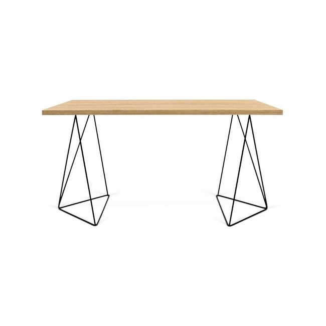 Pracovný stôl v dubovom vyhotovení s čiernymi nohami Flow, 140 x 75 cm ZO_98-1E9112 1