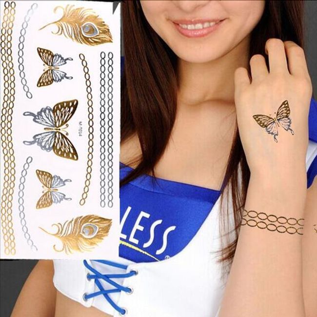 Dočasné tetování - peříčka a motýlci 1