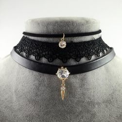 Sada choker náhrdelníků s přívěsky - černá a růžová