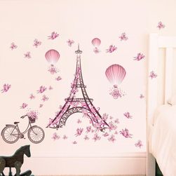 Samolepka na zeď - Romantická Eiffelova věž