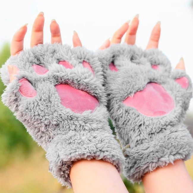 Bezprsté rukavice v podobě kočičích tlapek 1
