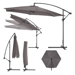 Umbrelă de soare cu picior lateral 350 cm, cu capac gri ZO_403428