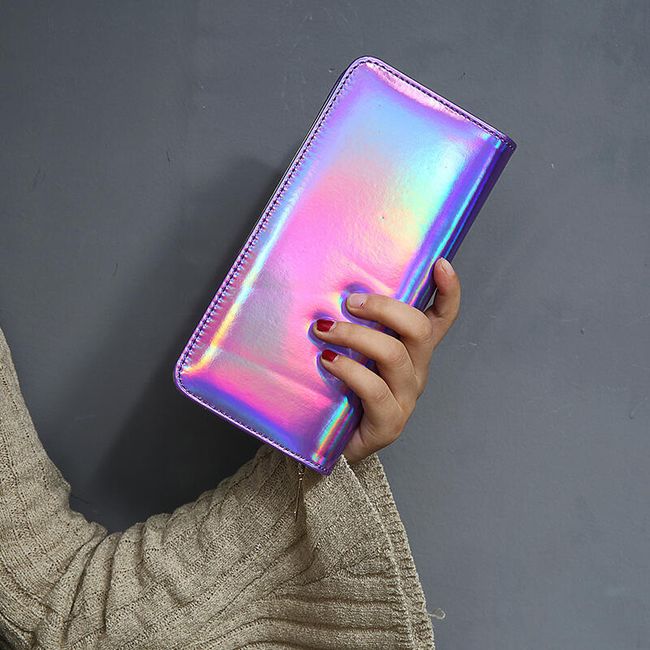 Długi portfel z efektem holograficznym - 6 kolorów 1