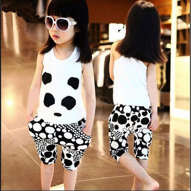 Dievčenský set trička a nohavíc s motívom pandy 1