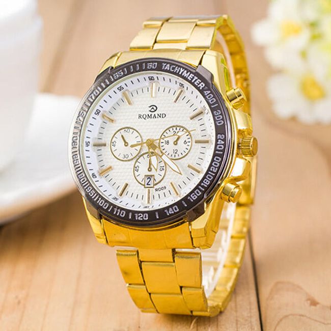 Mužské hodinky ve zlaté barvě - 2 varianty 1
