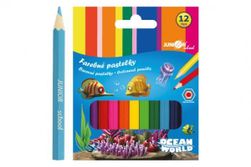 Kredki kolorowe drewniane krótkie Ocean World sześciokątne 12 szt. w pudełku 9x11,5x1cm 12 szt. w pudełku RM_47003262
