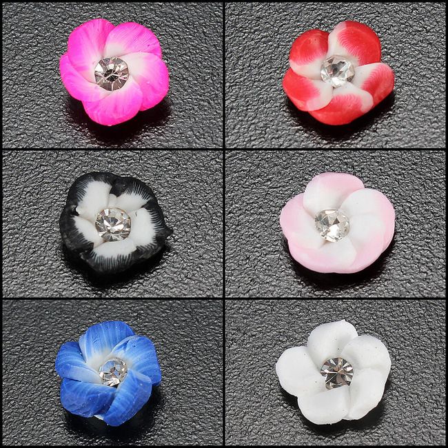 20 darab kerámia virág a csomagolásban - körömdíszítés 6 színben 1
