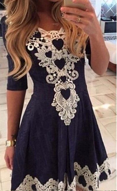 Romantična plava haljina sa čipkom - 5 veličina 1