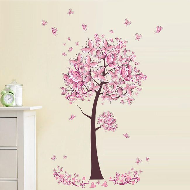 Cvetno ružičasto drvo - zidna nalepnica 1