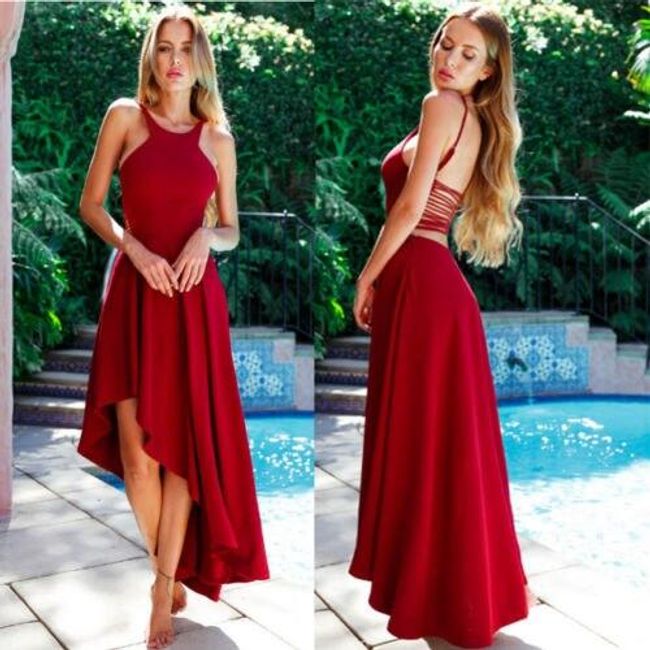 Romantické šaty se zajímavě řešenými zády - Červená-velikost č. 3 1