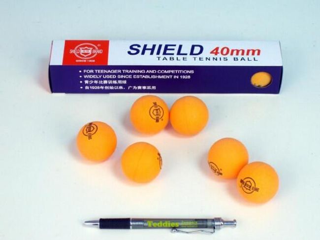 Loptičky na stolný tenis SHIELD 4cm bezšvové oranžovej 6ks v krabičke 