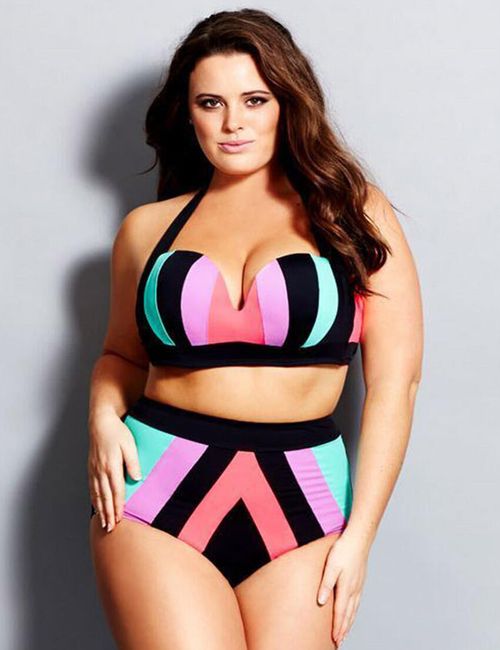 Costum De Baie Cu Dungi Colorate Măsuri Mari Shipgratis Ro