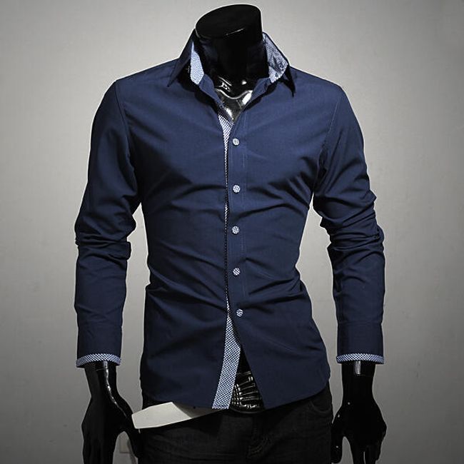 Pánská košile - více barev - tmavě modrá - L 1