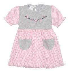 Obleke za dojenčke s kratkimi rokavi, rožnato-sive RW_saty-Gaja077