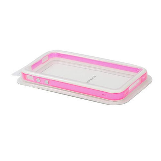 Průhledné ochranné pouzdro pro iPhone 4 a 4S - bílé s růžovým proužkem 1