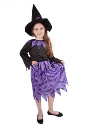 Dětský kostým čarodějnice s netopýry a kloboukem/Halloween (S) RZ_694835