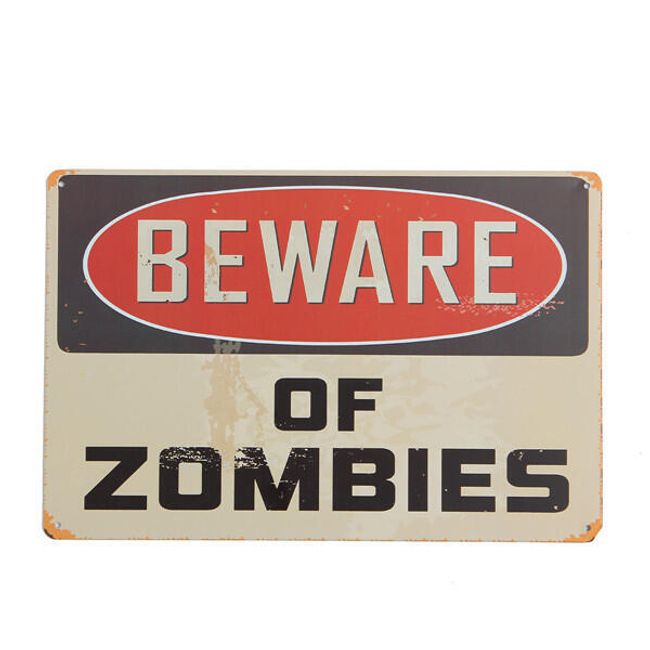 Ламаринена табела „Beware of zombies“ 1