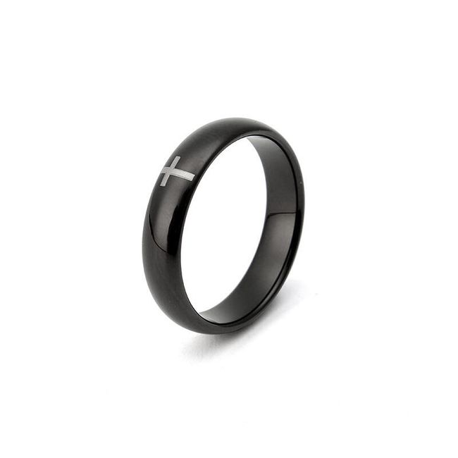 Fekete wolfram gyűrű egy kereszttel - több variáció 1