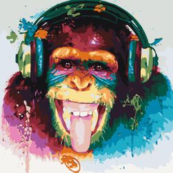 Pictura prin numere-maimuță cu căști OJ_63387-40X
