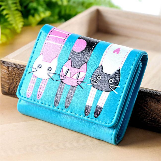 Dámska krátka peňaženka s tromi mačkami 1