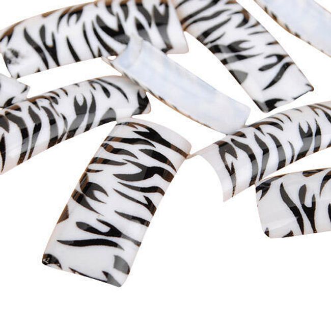 Umělé nalepovací nehty s motivem zebry - 100 kusů 1