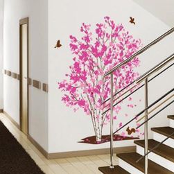 Naklejka na ścianie - różowe drzewo