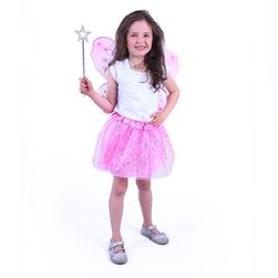 Dětský kostým tutu sukně růžová motýl s hůlkou a křídly RZ_193581