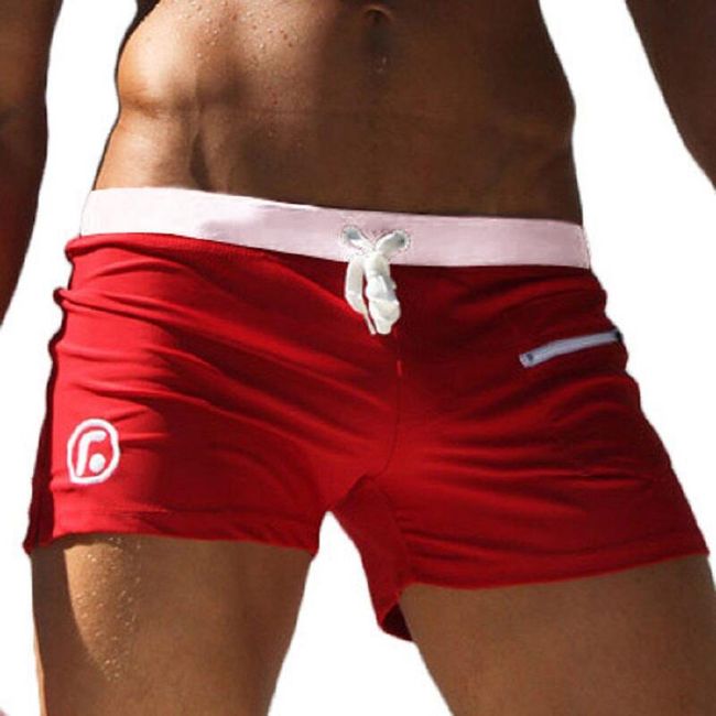 Pánské plavkové boxerky s kapsou na drobnosti - Červená, vel. 5 1