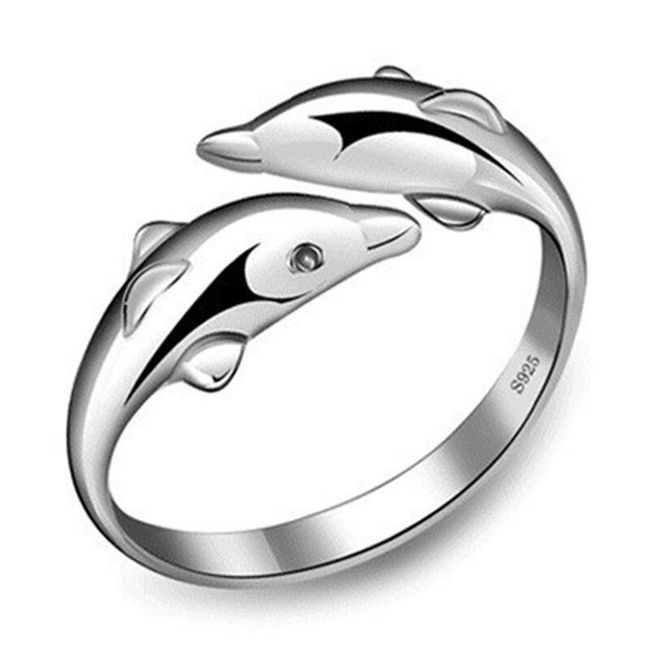 Nastavljiv prstan z delfini 1