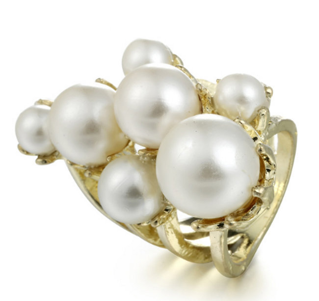 Дамски голям пръстен с изкуствени перли 1