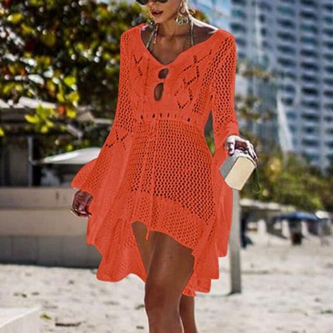 Beach Outing Swimsuit Cover-ups Dress Sexy Deep V Neck Tunic