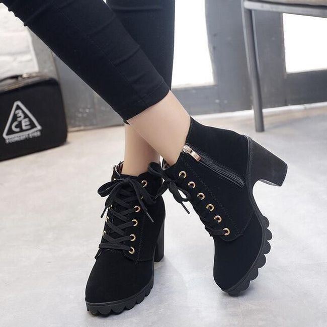 Botine Cu Toc Gros și șiret Shipgratis Ro