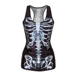 Ženska majica bez rukava sa 3D printom skeleta