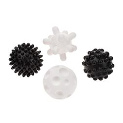 Komplet senzoričnih igrač baloni 4 kosi 6 cm črno-beli RW_46565