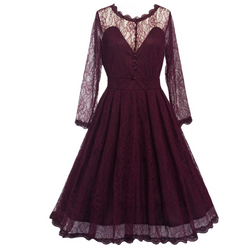 Damska sukienka vintage w kolorze bordowym