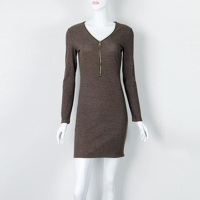 Dámské šaty s dlouhým rukávem - Tmavě šedá-velikost č. 5 1