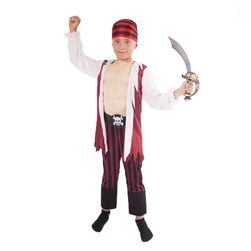 Detský kostým pirát s šatkou a vypchatú hruďou (L) RZ_181212