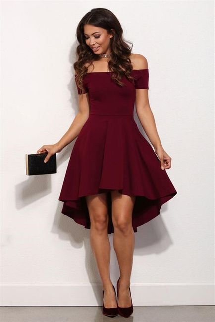 Elegantní jednobarevné šaty - Červená-velikost č. 5 1