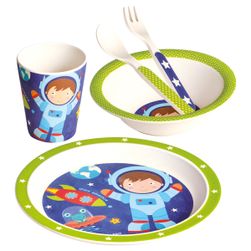 Детски съдове от бамбук, Комплект, 5 части, астронавт RS_60004