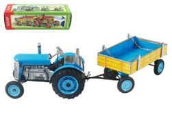 Traktor Zetor s valníkem modrý na klíček kov 28cm Kovap v krabičce RM_95002395