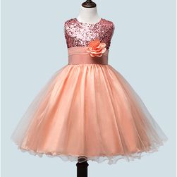 Rochie de fată cu floare și fustă bogată - 10 culori