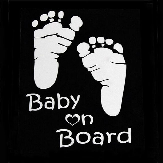 Avtomobilska nalepka - stopala z napisom Baby On Board 1