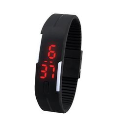 Športové LED hodinky zo silikónu - čierna farba