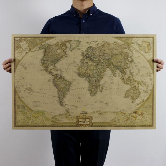 Starinski plakat - zemljevid sveta 1
