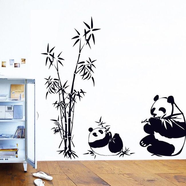 Стикер за стена - панди с бамбук 1