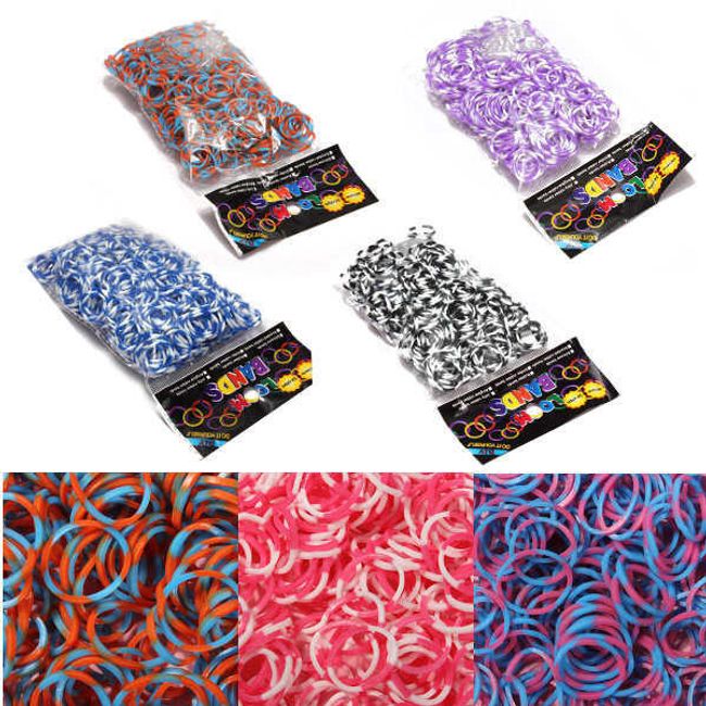 Dvoubarevné gumičky pro tvorbu náramků - různobarevné 1